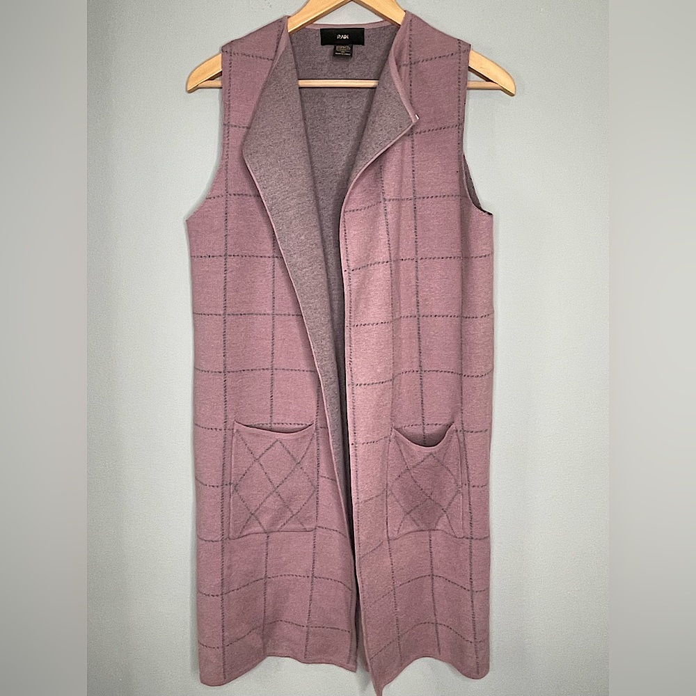 RAIN Womens Open Front Check Print Cardigan